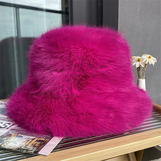 Anty Faux Fur Bucket Hat Warm