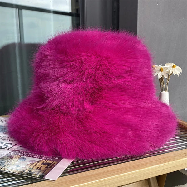 Anty Faux Fur Bucket Hat Warm