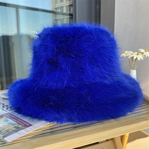 Anty Faux Fur Bucket Hat Warm