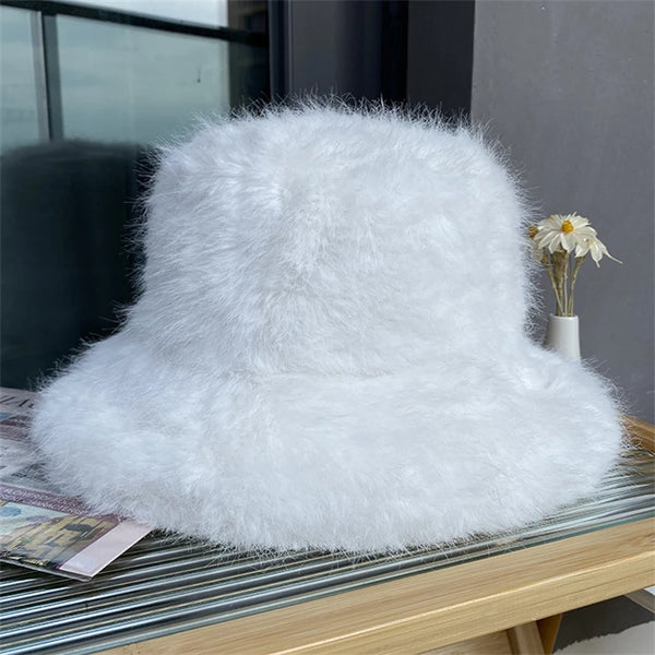 Anty Faux Fur Bucket Hat Warm