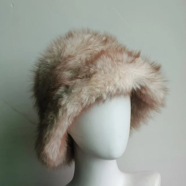 Anty Faux Fur Bucket Hat Warm
