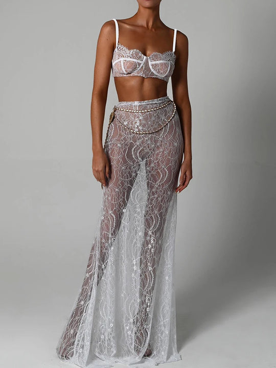 Cris Top Elegant And Transparent Maxi Female Skirt