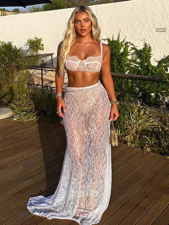 Cris Top Elegant And Transparent Maxi Female Skirt