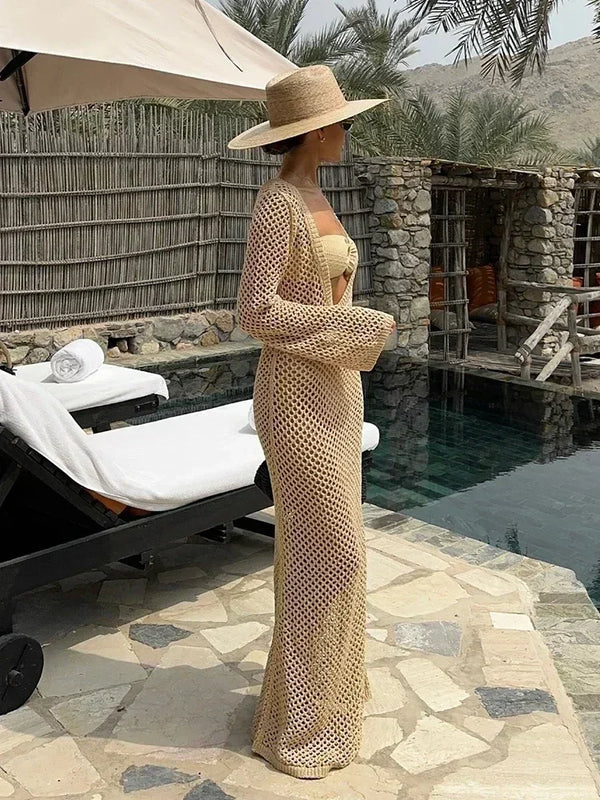 Bell Sleeve Knit Maxi Dress