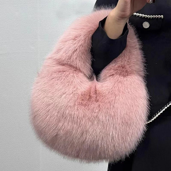 Lulu Luxury Soft Plush Half Moon Bag