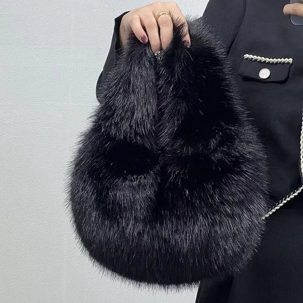 Lulu Luxury Soft Plush Half Moon Bag